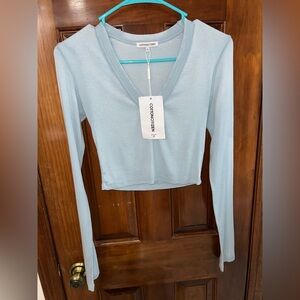 Cotton Citizen Sky Blue Long Sleeve V-Neck Top
